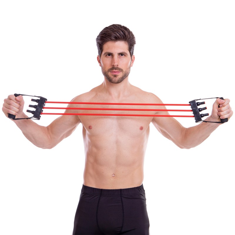Еспандер трубчастий з ручками для фітнесу Sport Resistance Band 8021-30 75см навантаження 13,5кг 30LB червоний