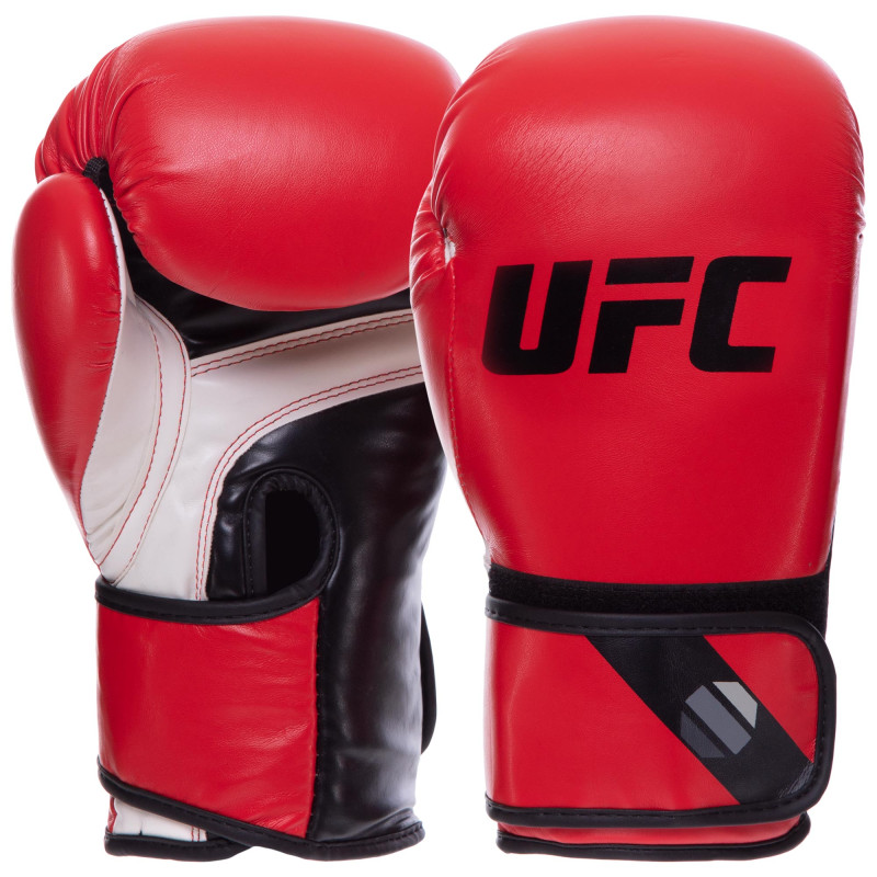 Рукавиці боксерські на липучці PU UFC PRO Fitness UHK-75031 12 унцій червоний