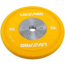 Бамперні диски гумові Bumper Plates LiveUp LP8335-15 ø50.5мм 15кг жовтий