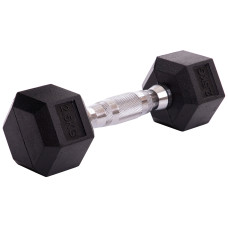 Гантель цільна шестигранна гексагональна обгумована Sport SC-80075-2_5 1шт 2,5кг чорний