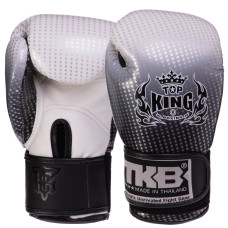 Рукавиці боксерські дитячі на липучці шкіряні TOP KING Super Star TKBGKC-01 S-L Срібний