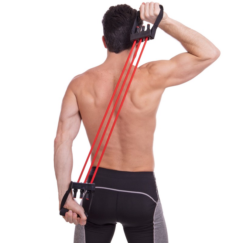 Еспандер трубчастий з ручками для фітнесу Sport Resistance Band 8021-30 75см навантаження 13,5кг 30LB червоний