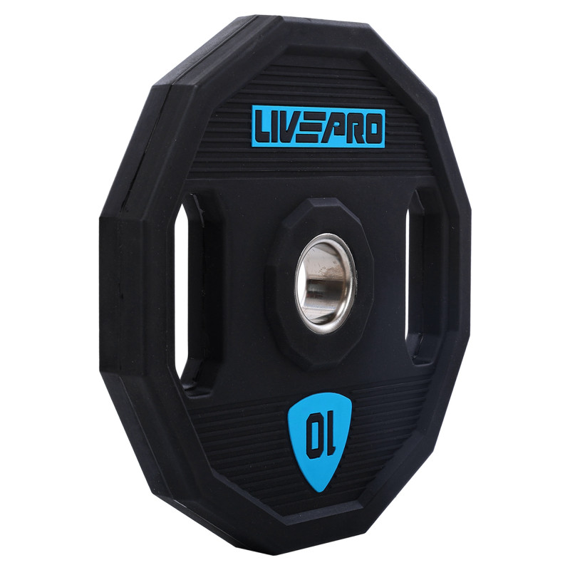 Блини диски поліуретанові 2 Handle металева втулка LiveUp LP8023-10 ø51мм 10кг чорний