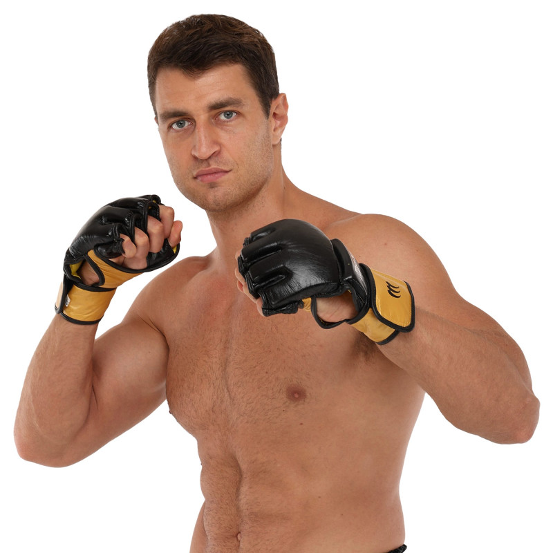 Рукавиці для змішаних єдиноборств MMA MATSA ME-2010 M-XL Чорний