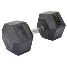 Гантель цільна шестигранна гексагональна обгумована Sport SC-8013-37_5 1шт 37,5кг чорний