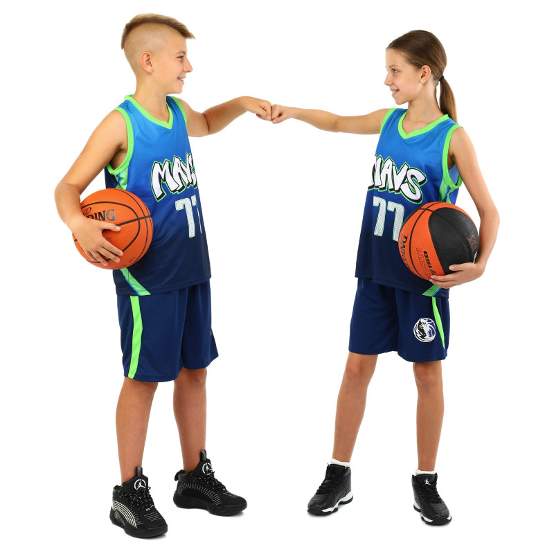 Форма баскетбольна дитяча NBA клуб Mavs 77 BA-3796 S-2XL темно-синій-блакитний-салатовий Темно-синій-блакитний-cалатовий