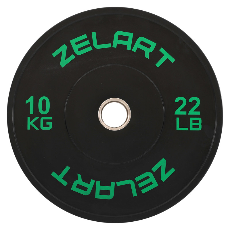 Бамперні диски гумові Bumper Plates Zelart TA-4790-10 51мм 10кг чорний-зелений