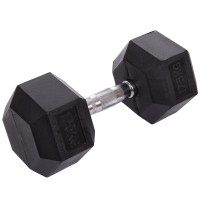 Гантель цільна шестигранна гексагональна обгумована Sport SC-8013-17_5 1шт 17,5кг чорний