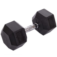 Гантель цільна шестигранна гексагональна обгумована Sport SC-8013-17_5 1шт 17,5кг чорний