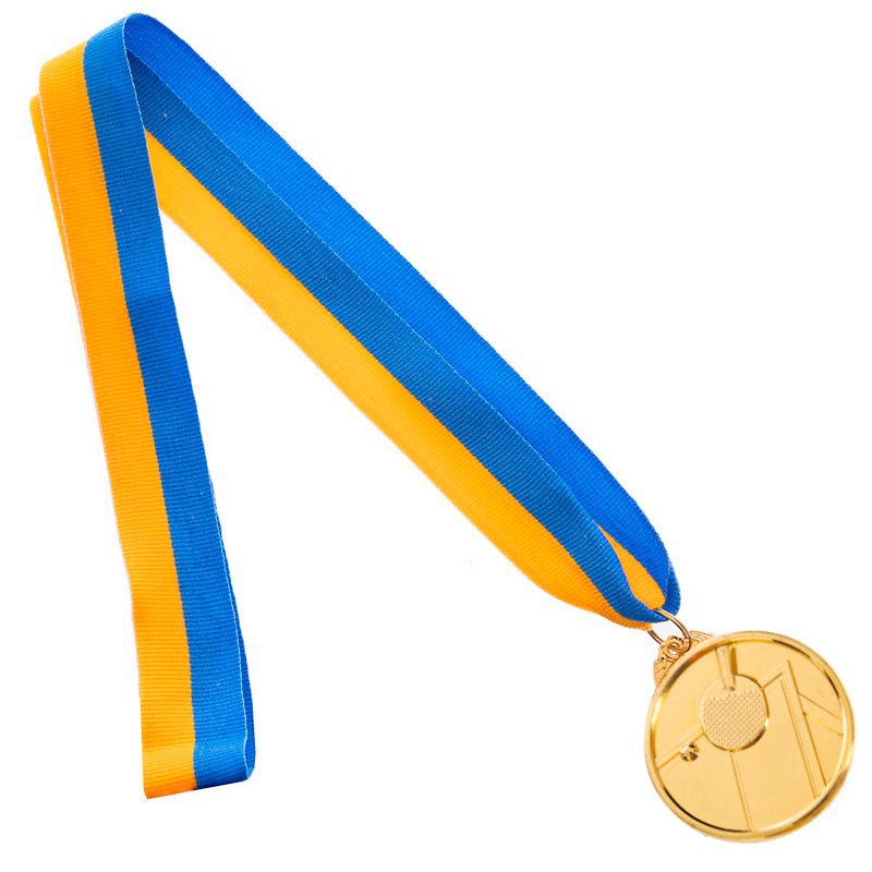 Медаль спортивна зі стрічкою тематична Sport Настільний теніс C-H8566 ø5см золото, срібло, бронза