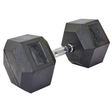 Гантель цільна шестигранна гексагональна обгумована Sport SC-8013-35 1шт 35кг чорний