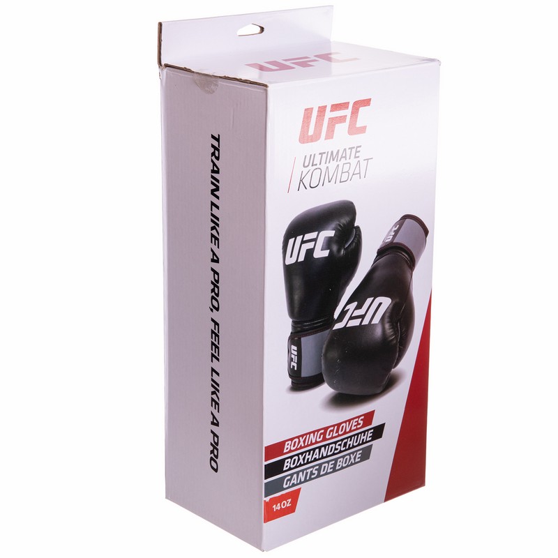 Рукавиці боксерські на липучці PU UFC Boxing UBCF-75181 14 унцій чорний