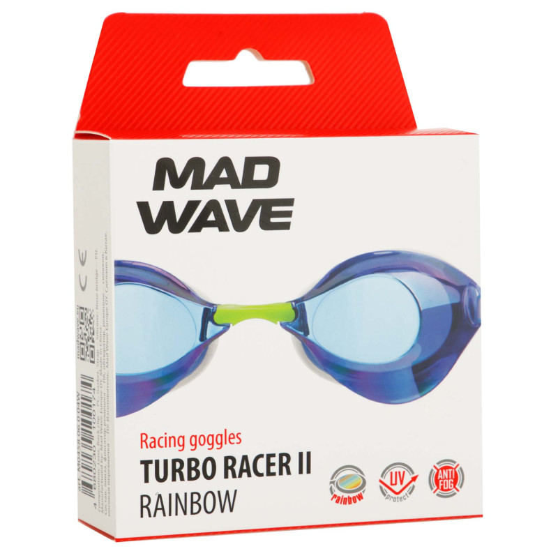 Окуляри для плавання стартові райдужні лінзи MadWave TURBO RACER II RAINBOW M045806
