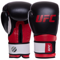 Рукавиці боксерські на липучці шкіряні UFC PRO Training UHK-69991 16унцій червоний-чорний