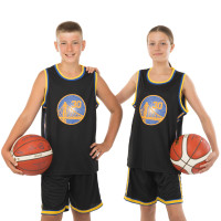 Форма баскетбольна дитяча NBA клуб Golden state warriors 30 BA-9963 S-2XL чорний-жовтий