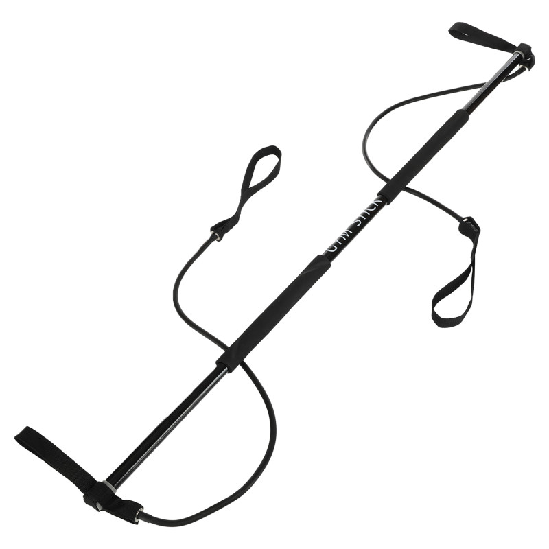 Палиця гімнастична з еспандерами Gym Stick для фитнеса Sport FI-4412 1,3м чорний