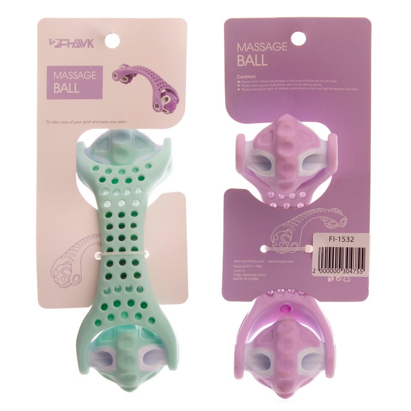 Масажер роликовий для тіла ручний 2 кульки FHAVK Massage Roller Sport FI-1532