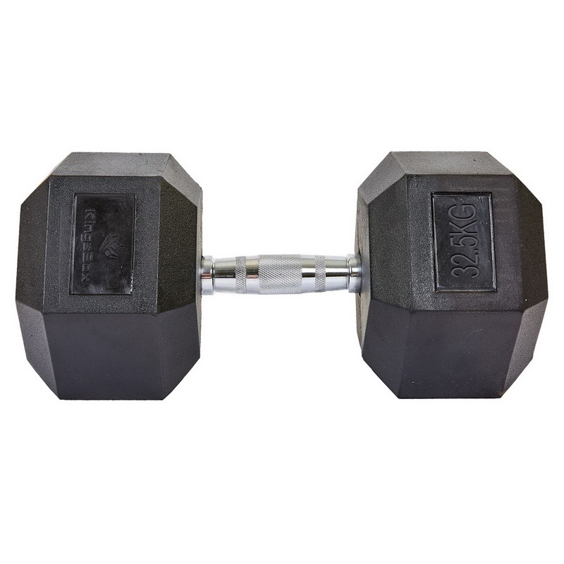 Гантель цільна шестигранна гексагональна обгумована Sport SC-8013-32_5 1шт 32,5кг чорний