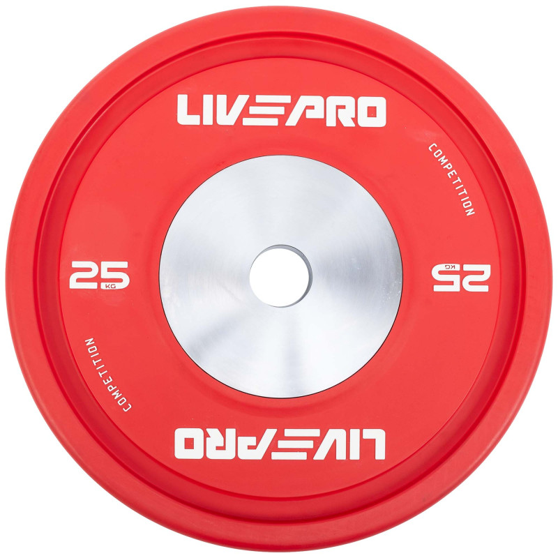 Бамперні диски гумові Bumper Plates LiveUp LP8335-25 ø50.5мм 25кг червоний