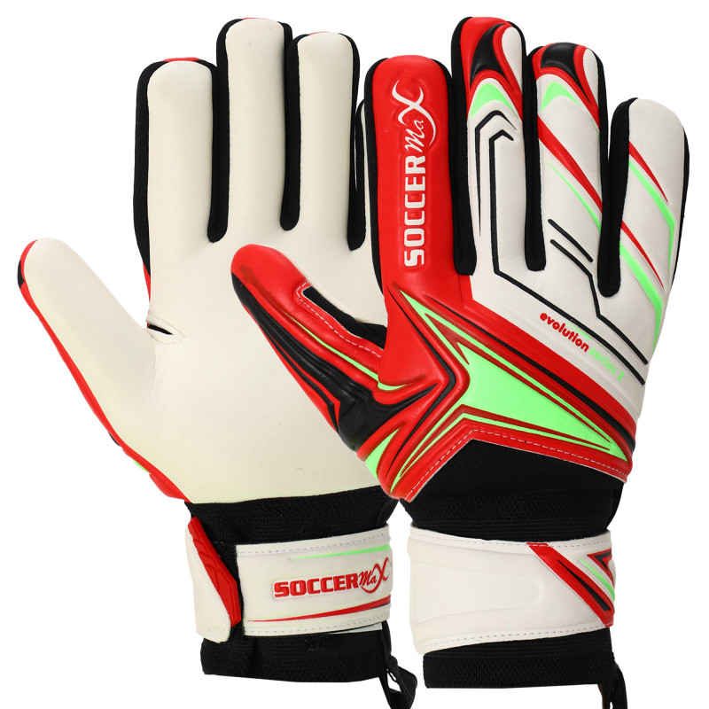 Рукавиці воротарські професійні із захистом пальців SOCCERMAX GK-4341 розмір 7-11 Білий-синій-блакитний