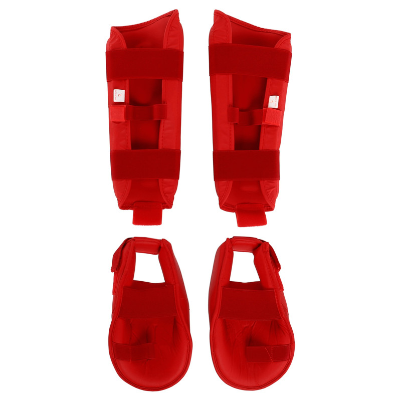 Захист гомілки та стопи для карате щитки та фути Zelart BO-7249 XS-XL Червоний