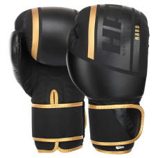 Рукавиці боксерські на липучці PU HARD TOUCH BO-4250 10-14 унцій Чорний-золотий