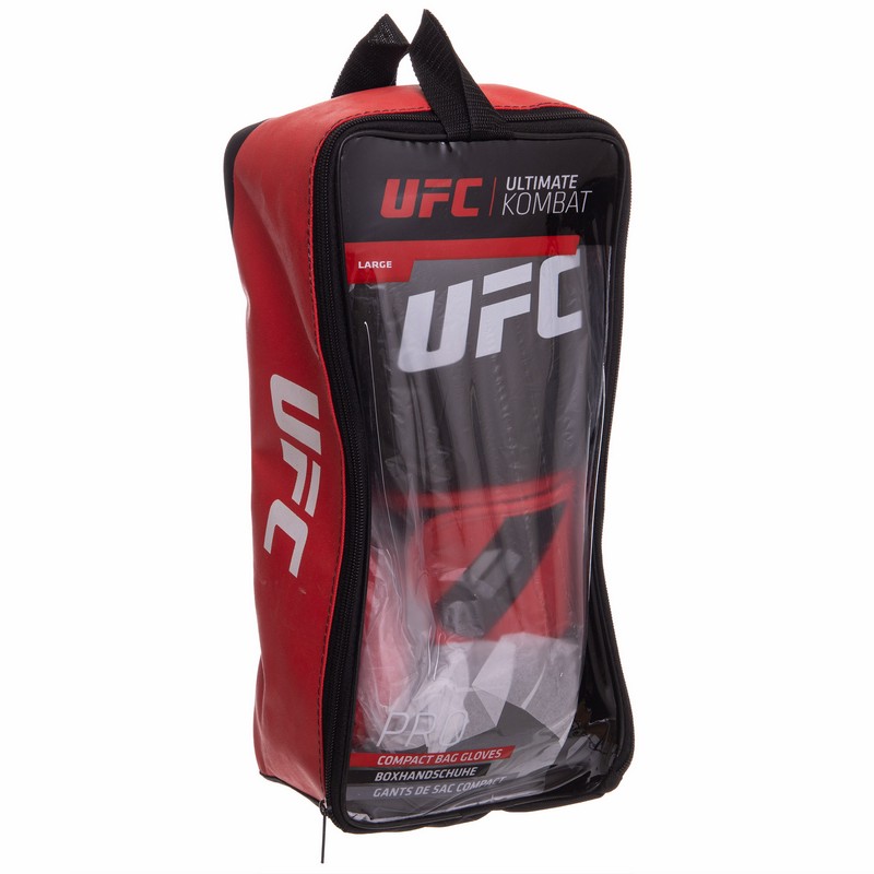 Рукавиці боксерські на липучці PU UFC PRO Compact UHK-69999 L червоний-чорний