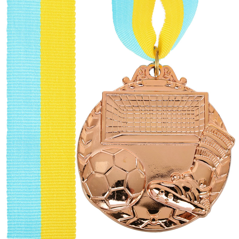 Медаль спортивна зі стрічкою тематична пластикова Sport Футбол C-1450 ø7см золото, срібло, бронза
