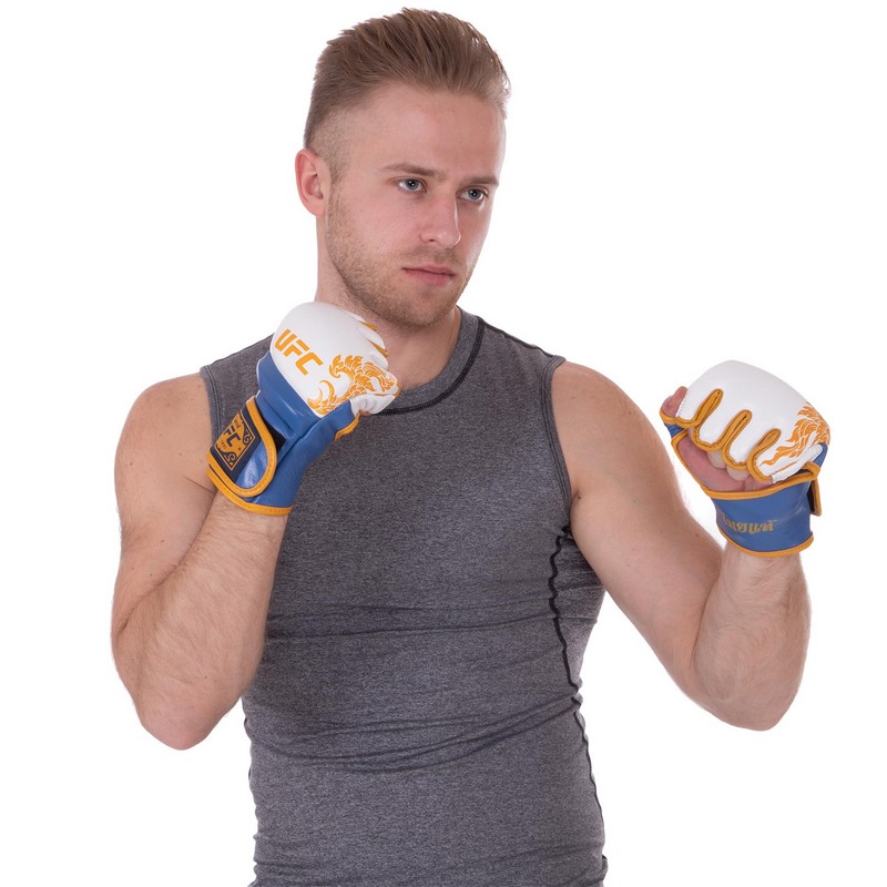 Рукавиці для змішаних єдиноборств MMA UFC TrueThai UTT-75542 L-XL синій-білий