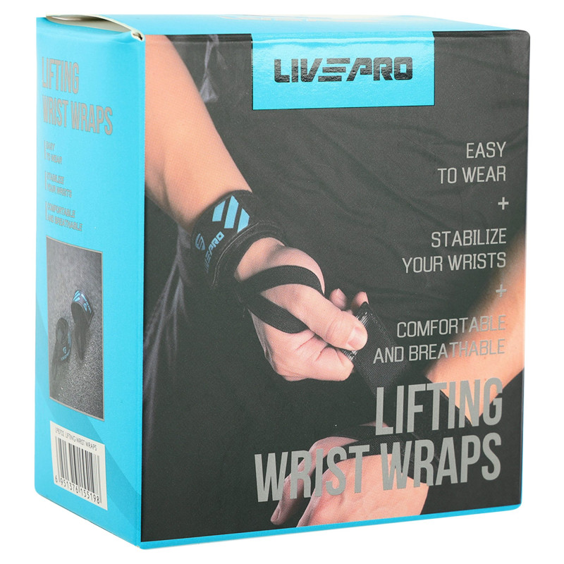Бинти кистьові для жиму LIFTING WRIST WRAPS LiveUp LP8702 2штуки чорний-синій