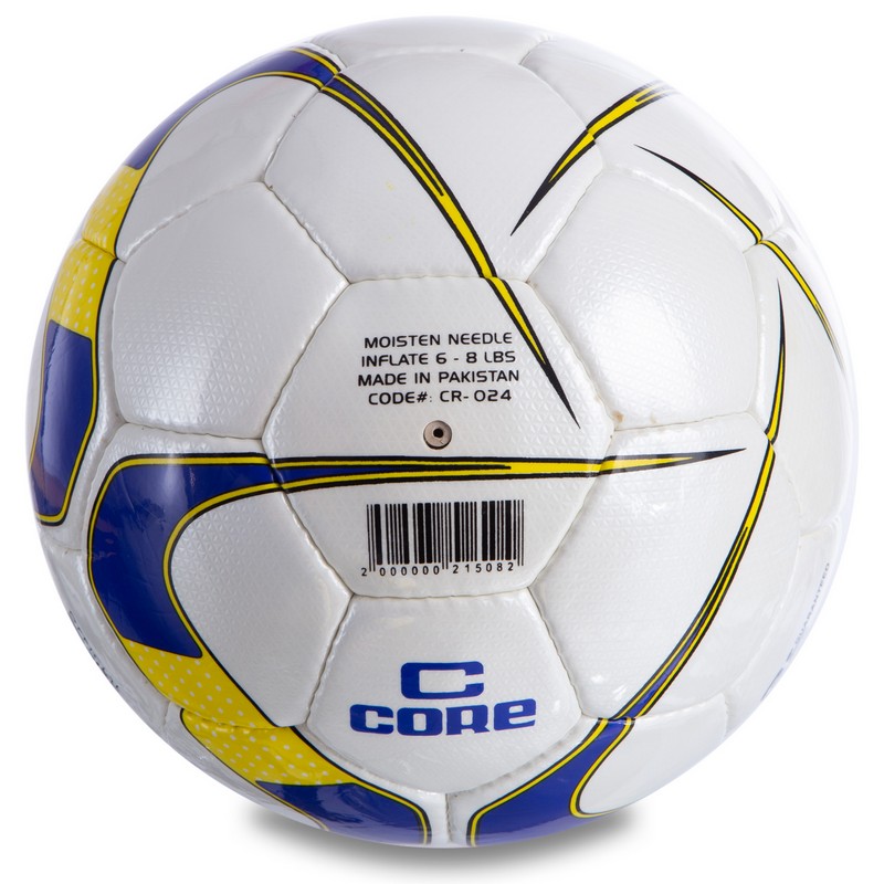 М'яч футбольний CORE DIAMOND CR-024 №5 PU білий-синій-жовтий