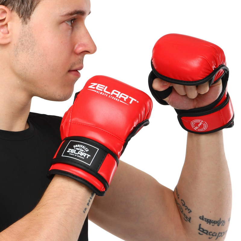 Рукавиці Краби спарингові для MMA Zelart BO-4612 S-XL Червоний-чорний