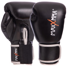 Рукавиці боксерські на липучці PU MAXXMMA GB01S 10-12 унцій Чорний