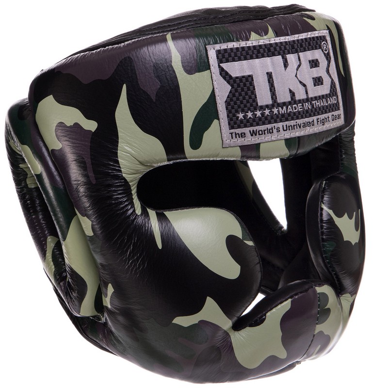 Шолом боксерський з повним захистом шкіряний TOP KING Empower Camouflage TKHGEM-03 S-XL Камуфляж зелений