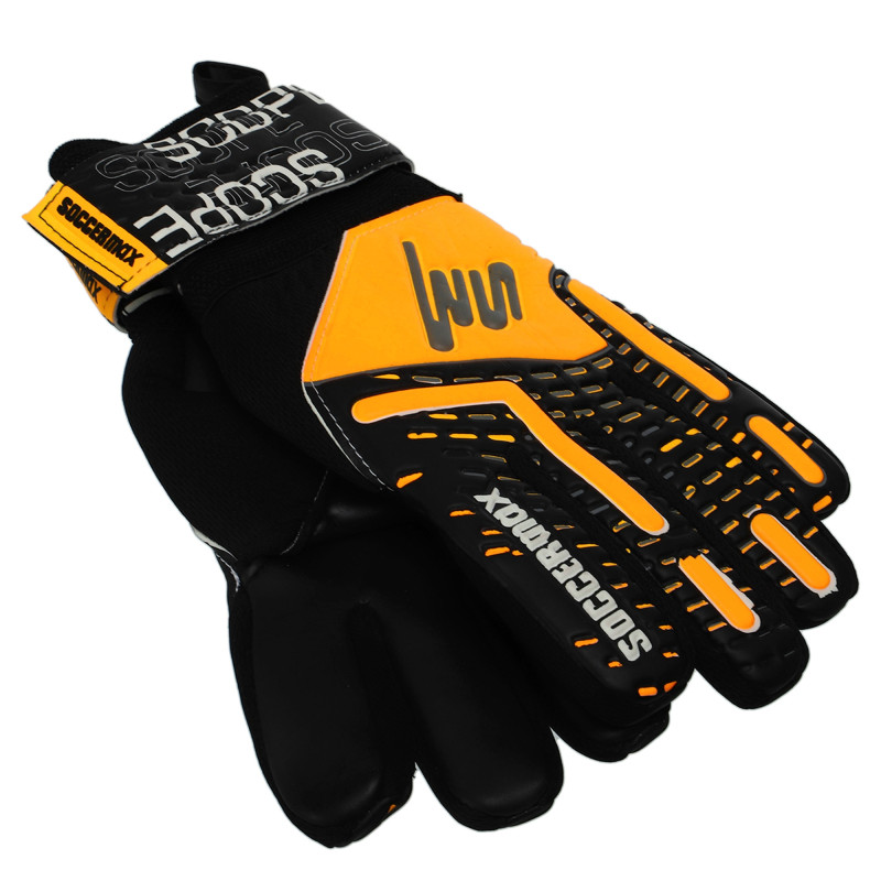Рукавиці воротарські професійні із захистом пальців SOCCERMAX GK-4321 розмір 7-11 Салатовий-синій
