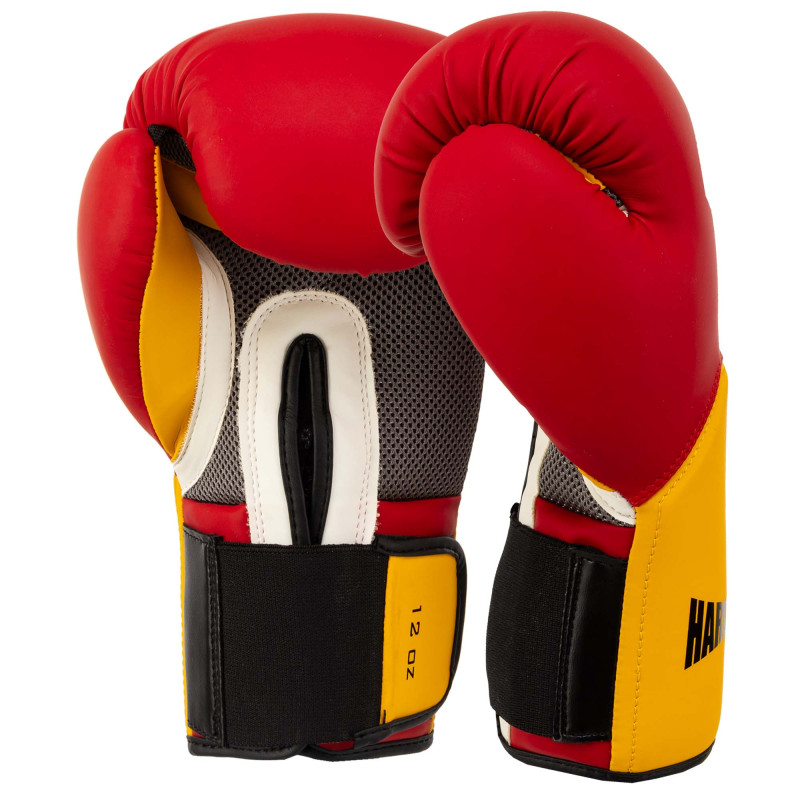 Рукавиці боксерські на липучці PU HARD TOUCH BO-5242 10-12унцій Чорний-сірий