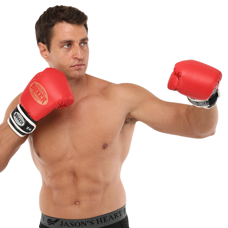 Рукавиці боксерські на липучці штучна шкіра BOXER Эліт 2022 10-16 унцій Чорний