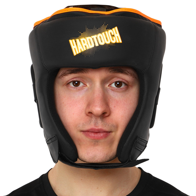 Шолом боксерський відкритий PU HARD TOUCH BO-4440 S-XL Чорний-помаранчевий