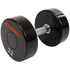 Гантель цільна професійна з поліуретановим покриттям LIFE FITNESS SC-80081-22 1шт 22кг чорний-червоний