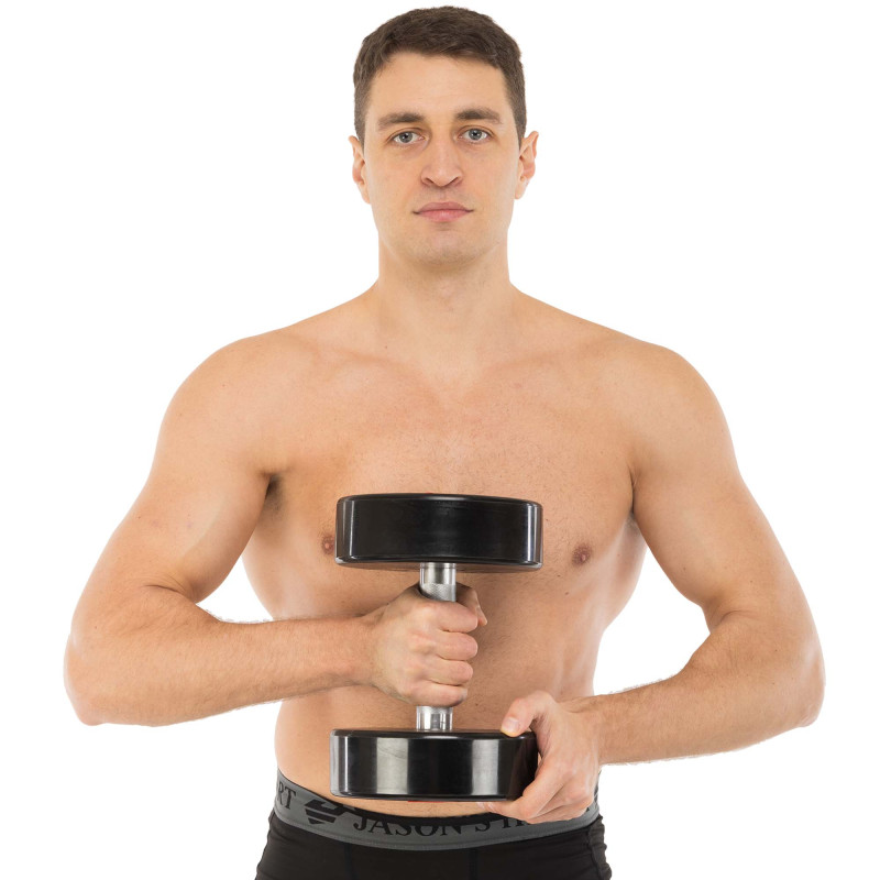 Гантель цільна професійна з поліуретановим покриттям TECHNOGYM TG-1834-30 1шт 30кг чорний-сірий