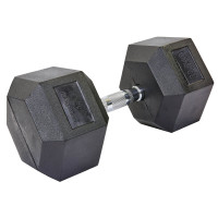 Гантель цільна шестигранна гексагональна обгумована Sport SC-8013-32_5 1шт 32,5кг чорний