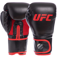 Рукавиці боксерські на липучці PU UFC Myau Thai Style UHK-69680 14 унцій чорний