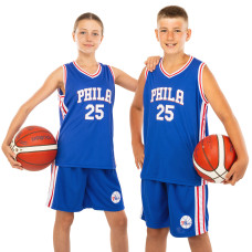 Форма баскетбольна дитяча NBA клуб Philadelphia 76ers 25 BA-0927 S-2XL Синій-білий