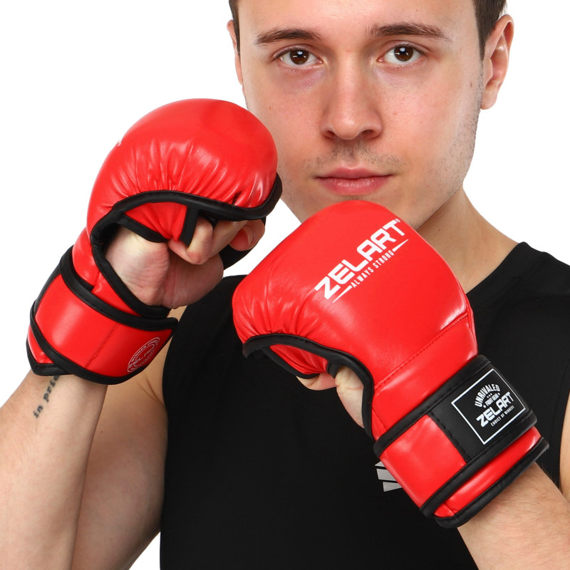Рукавиці Краби спарингові для MMA Zelart BO-4612 S-XL Червоний-чорний