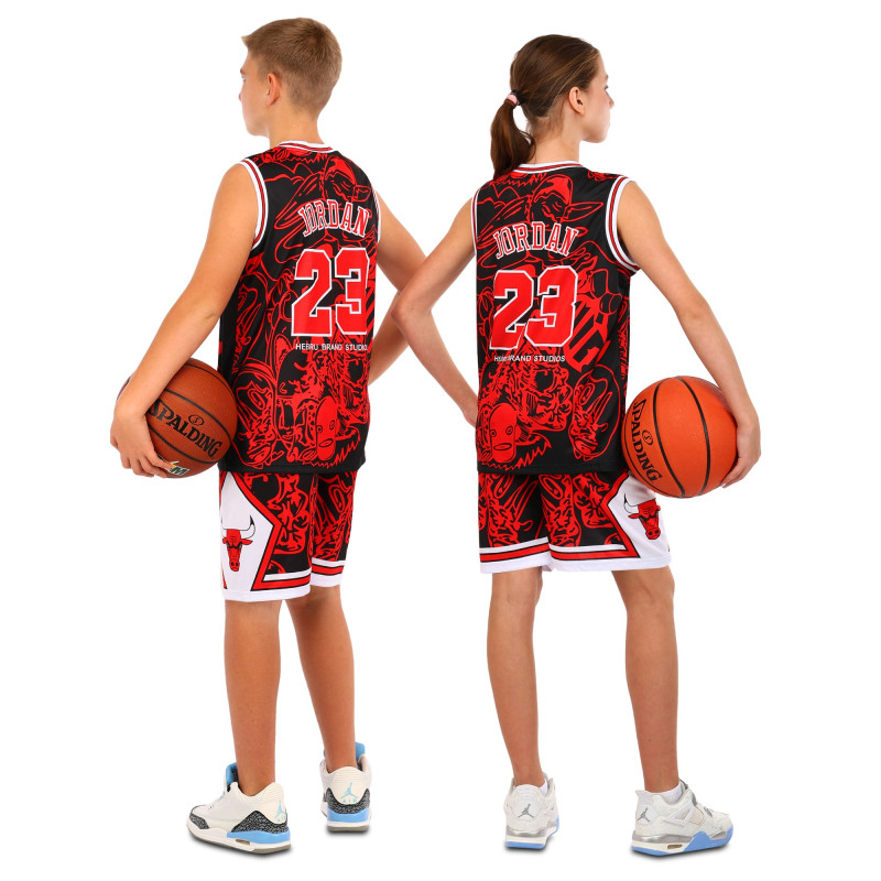 Форма баскетбольна дитяча NBA клуб Chicago Bulls 23 BA-6625 S-2XL чорний-червоний Червоний-чорний
