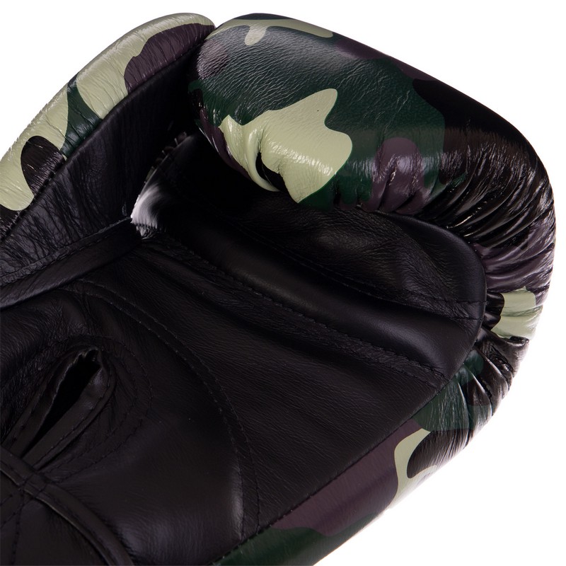 Рукавиці боксерські на липучці шкіряні TOP KING Empower Camouflage TKBGEM-03 8-18унцій Камуфляж зелений