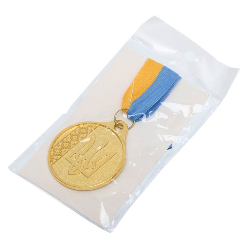 Медаль спортивна зі стрічкою Sport UKRAINE з українською символікою C-9294 ø5см золото, срібло, бронза