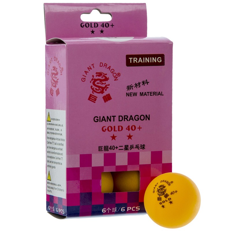 Набір м'ячів для настільного тенісу GIANT DRAGON GOLD 40+ 2star MT-6561 6шт