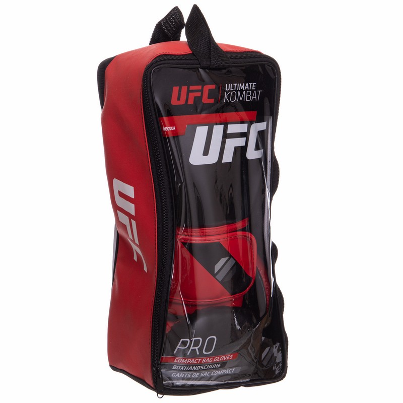 Рукавиці боксерські на липучці PU UFC PRO Compact UHK-69998 S-M червоний-чорний