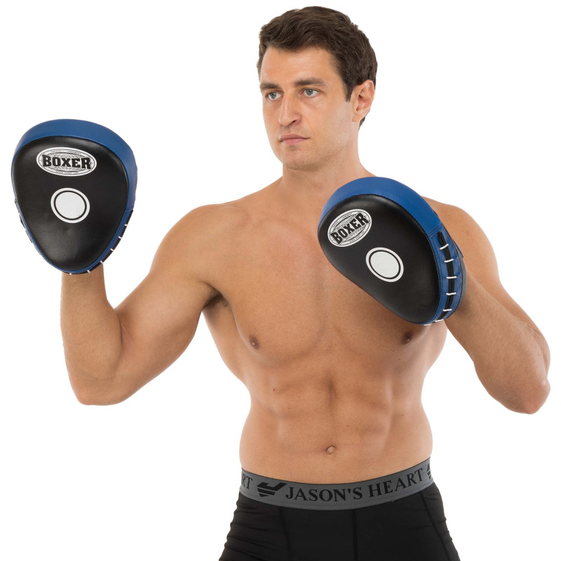 Лапа боксерська вигнута тренувальна шкіра BOXER 2012-01 элит 23х19х4,5см 2штуки